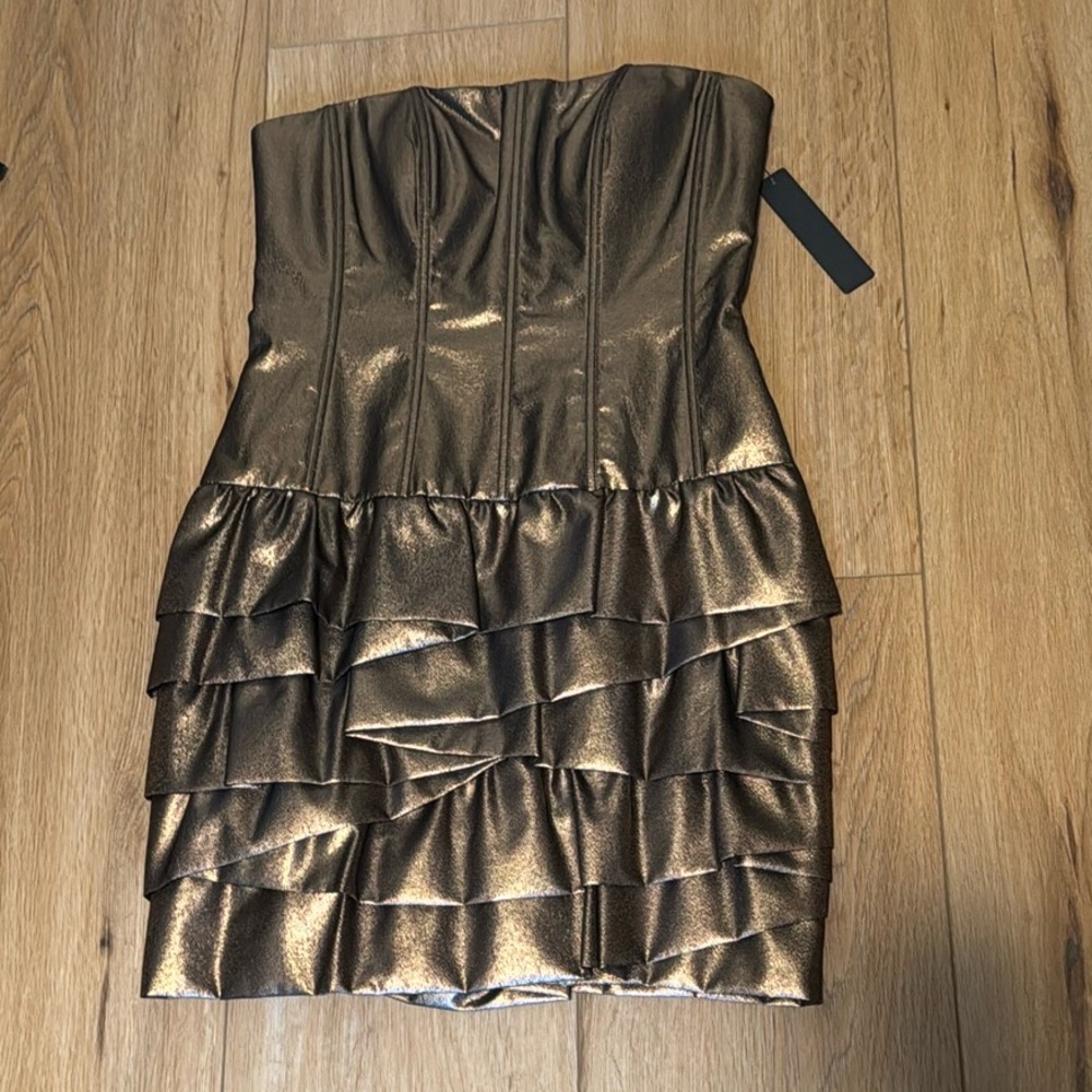 NWT Robert Rodriguez copper shimmer Dress size 2 Etta Dress mini sexy new party!